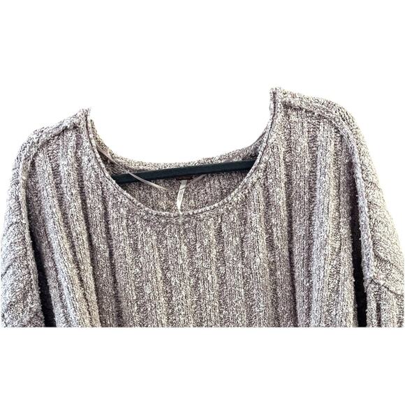Free People Sz XS Oversized Cropped Good Day Chunky Knit Mauve Sweater Pullover - Picture 2 of 4